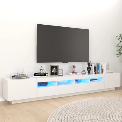 TV-möbel vit TV-bänk med LED-belysning 260x35x40 cm