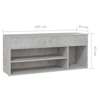 Skoställ Skoskåp betonggrå Skobänk 105x30x45 cm