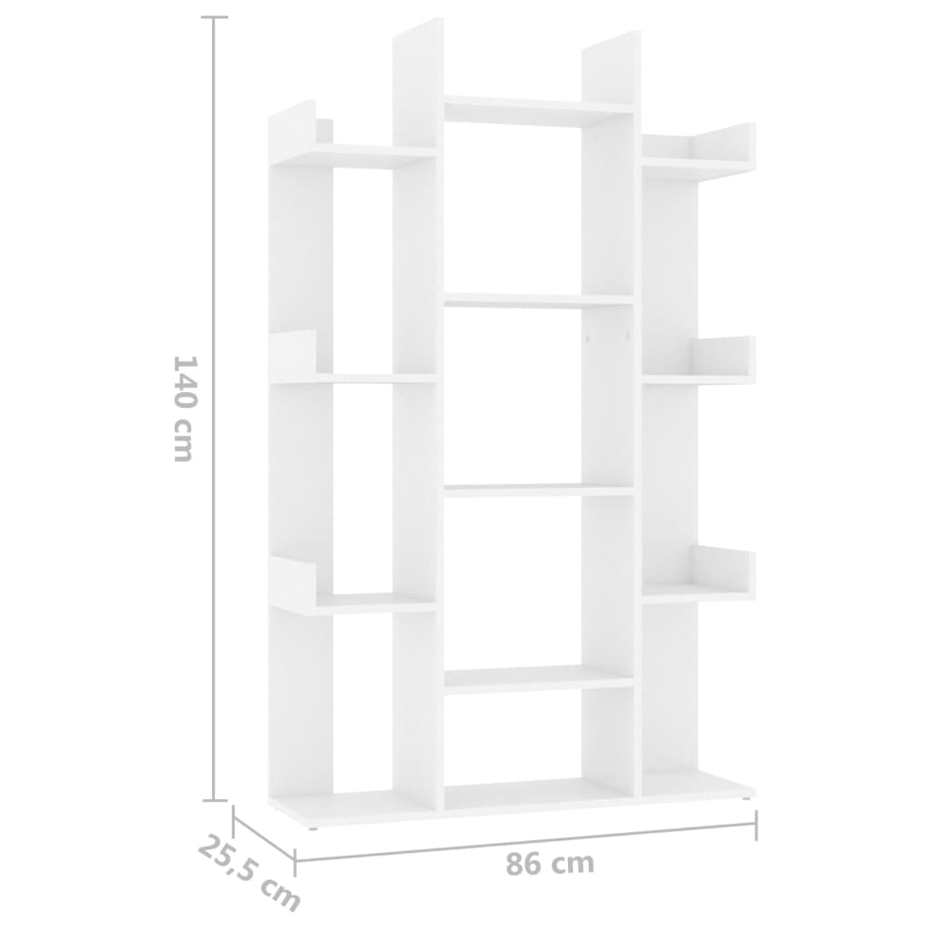 Bokhylla vit 86x25,5x140 cm