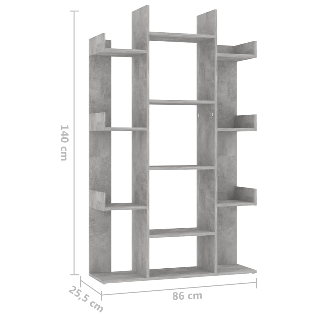 Kirjahylly betonin harmaa 86x25,5x140 cm