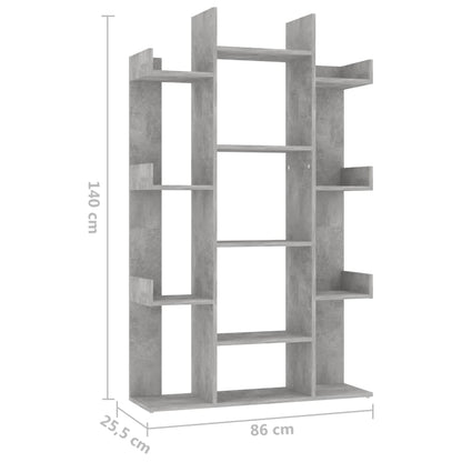 Kirjahylly betonin harmaa 86x25,5x140 cm