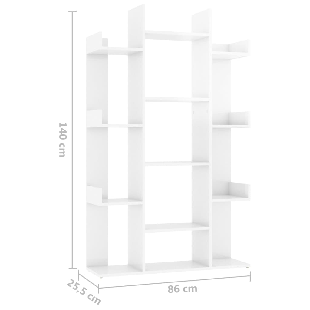 Bokhylla vit högglans 86x25,5x140 cm