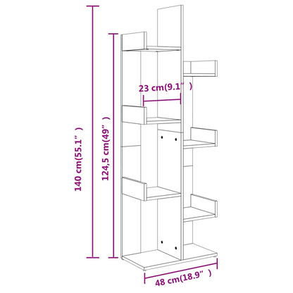 Kirjahylly betonin harmaa 48x25,5x140 cm