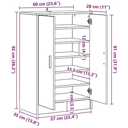 Skoställ Svart Skoskåp 60x35x92 cm