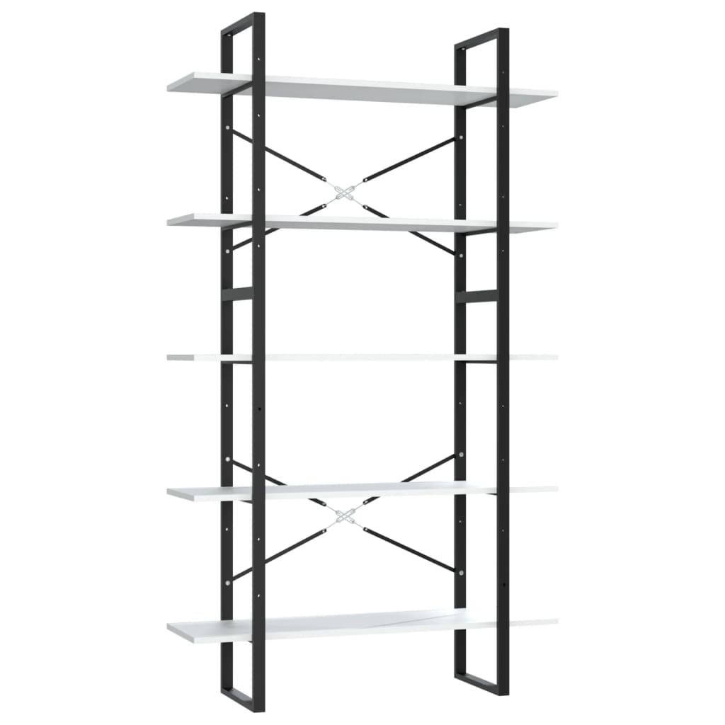 Bokhylla vit 5 hyllplan 100x30x175 cm