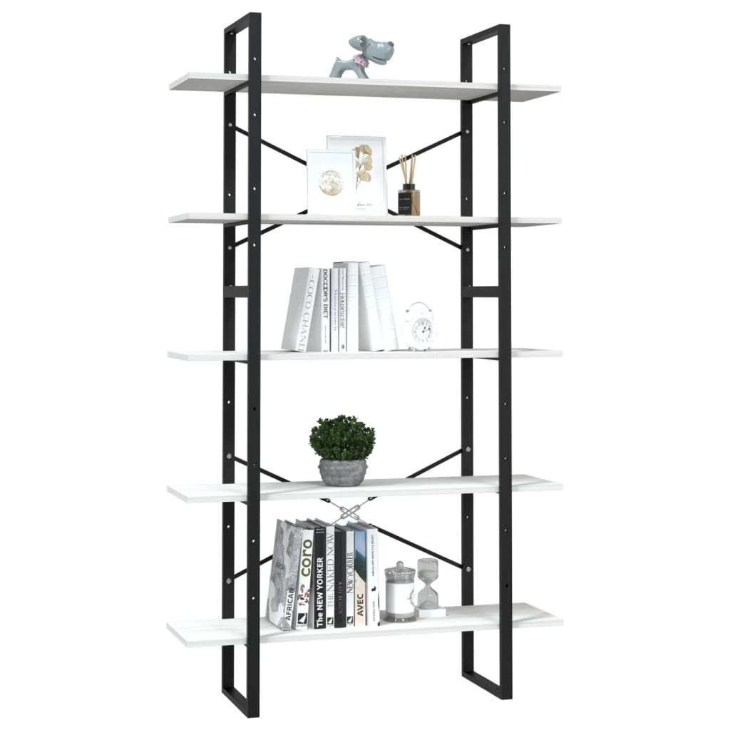 Bokhylla vit 5 hyllplan 100x30x175 cm furu