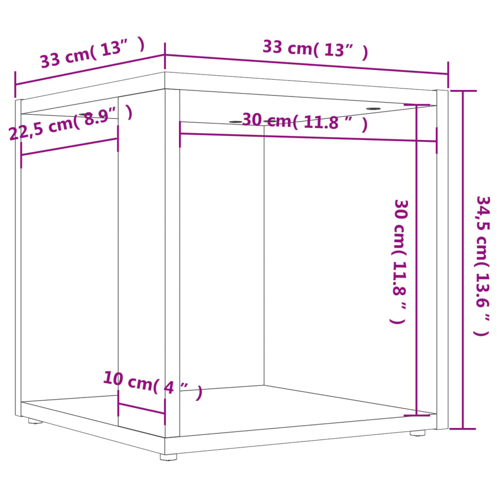 Sidobord sonoma ek 33x33x34,5 cm