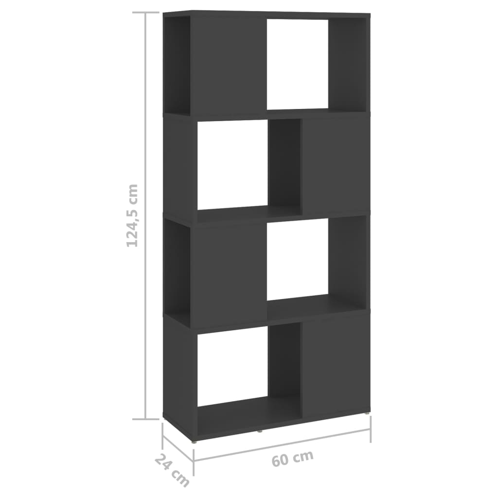 Kirjahylly harmaa 60x24x124,5 cm