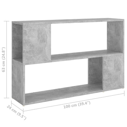 Kirjahylly betonin harmaa 100x24x63 cm