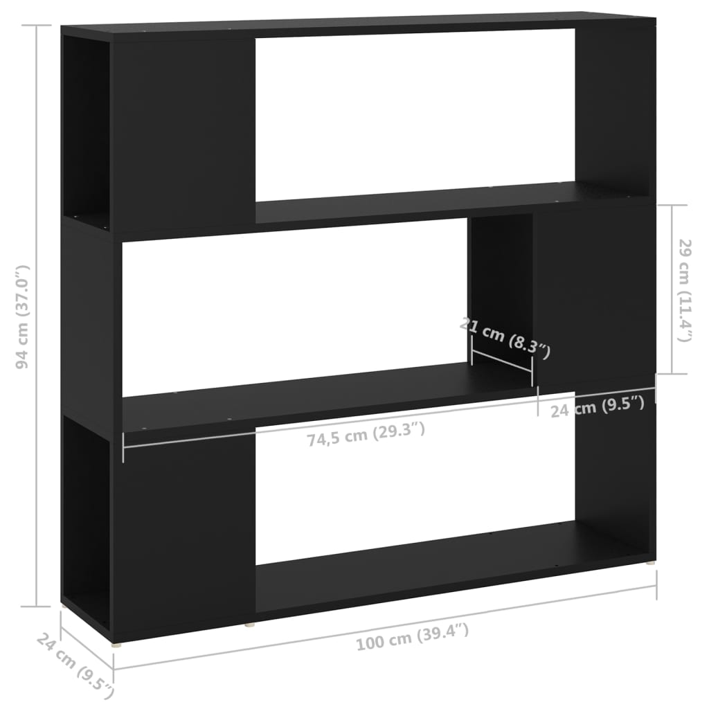 Kirjahylly musta 100x24x94 cm