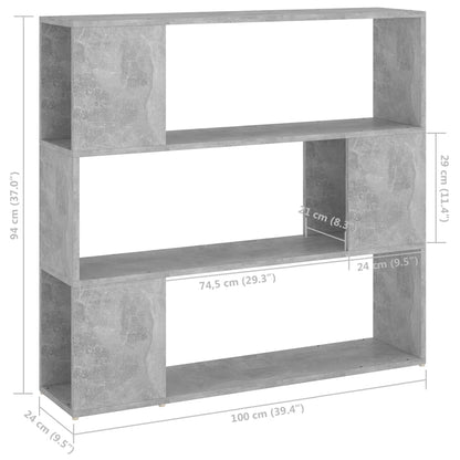 Kirjahylly betonin harmaa 100x24x94 cm