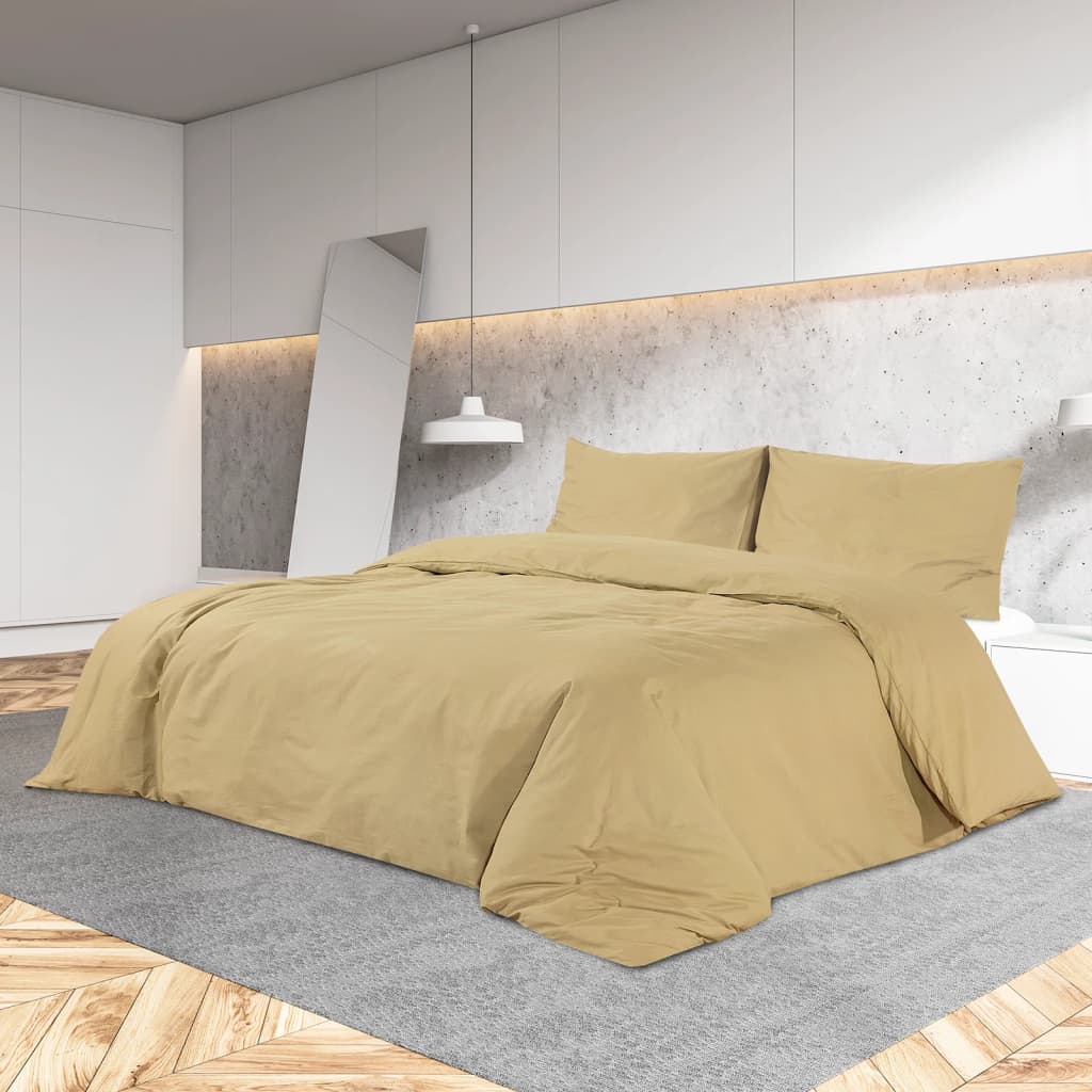 Bäddset taupe 200x200 cm bomull