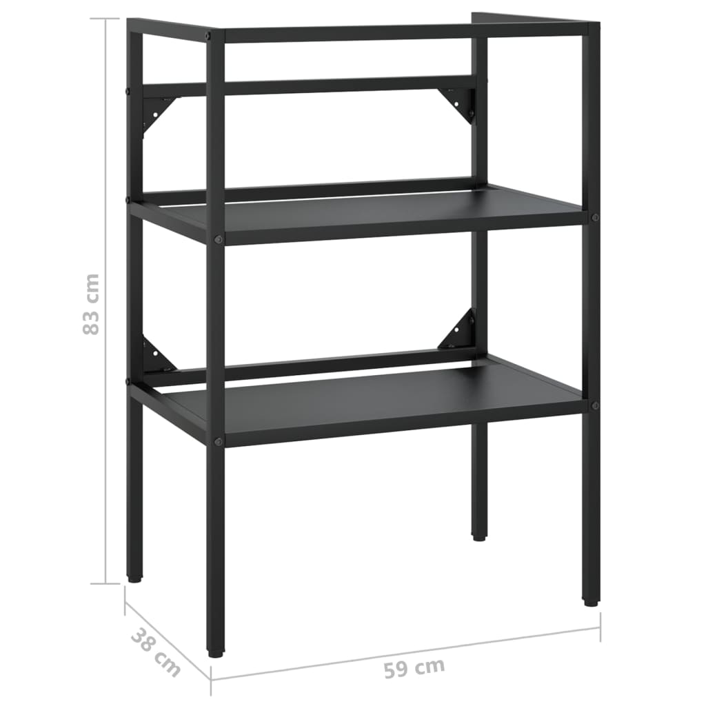 Badrumsunderskåp Ram för tvättställ svart 59x38x83 cm järn