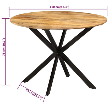 Ruokapöytä Ø110x78 cm massiivi mangopuuta ja terästä