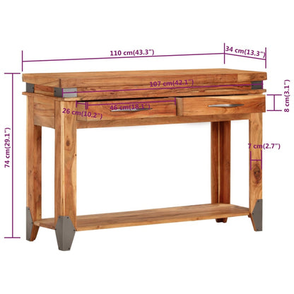 Avlastningsbord konsolbord massiv trä 110x34x74 cm