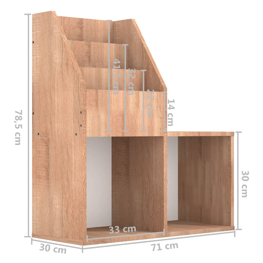 Tidsskrifthylla Tidningsställ för barn sonoma ek 71x30x78,5 cm