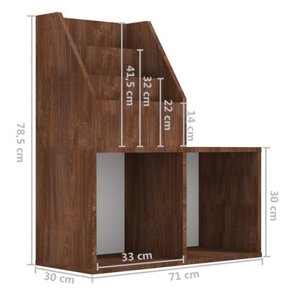 Aikakauslehtihylly Lasten lehtiteline ruskea tammi 71x30x78,5 cm