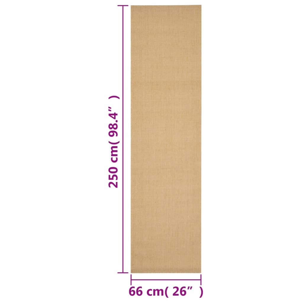 Golvmatta naturlig sisal 66x250 cm