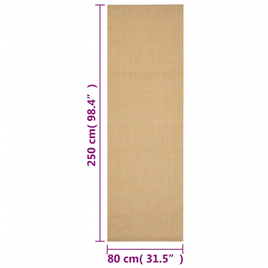 Golvmatta naturlig sisal 80x250 cm