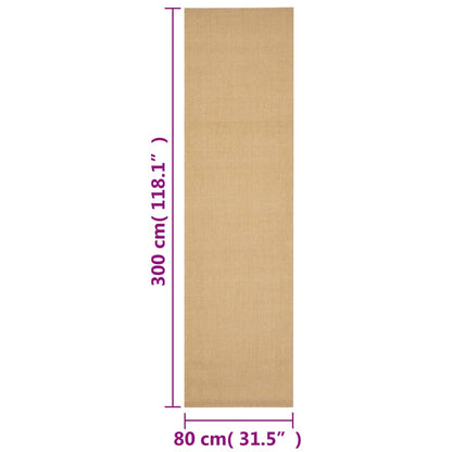 Lattiamatto luonnon sisal 80x300 cm