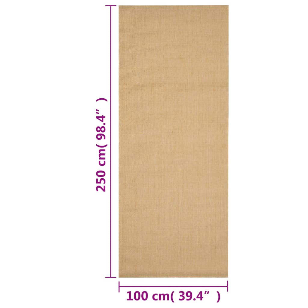 Golvmatta naturlig sisal 100x250 cm