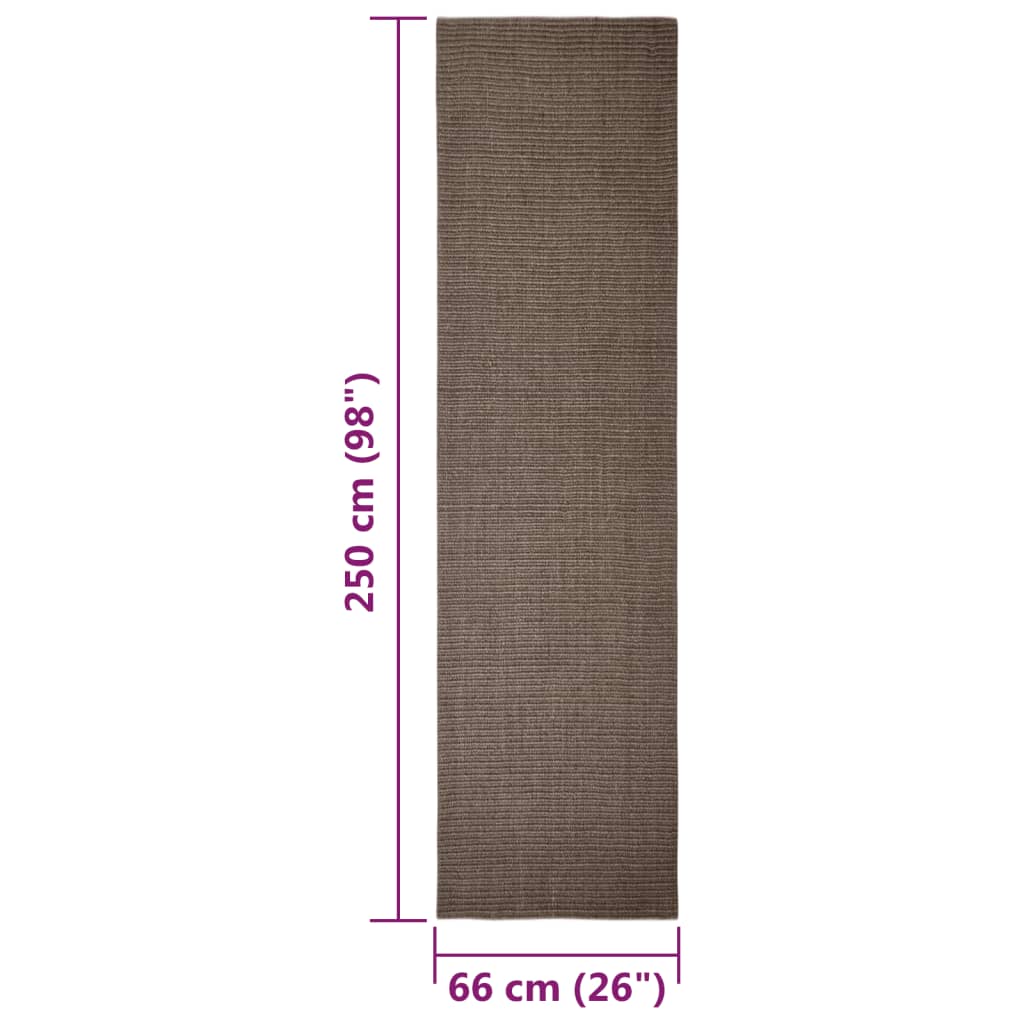 Golvmatta naturlig sisal 66x250 cm brun