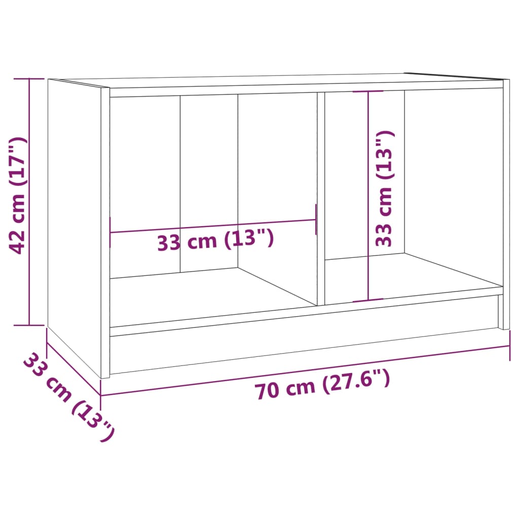 TV-möbel grå massiv trä furu TV-bänk 70x33x42 cm