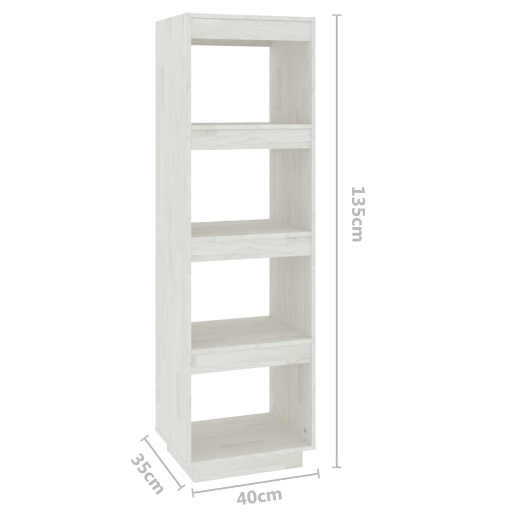 Bokhylla vit 40x35x135 cm massiv furu