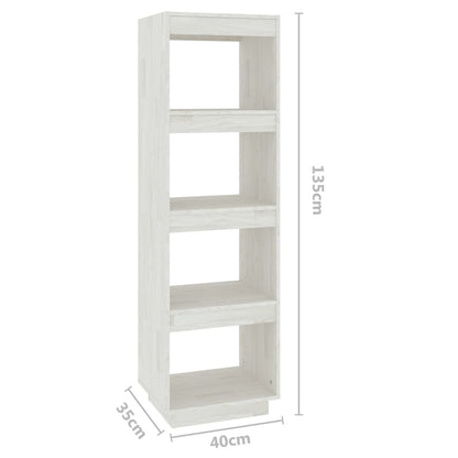 Bokhylla vit 40x35x135 cm massiv furu