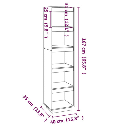 Bokhylla vit 40x35x167 cm massiv furu