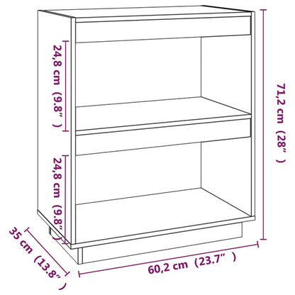 Kirjahylly harmaa 60x35x71 cm massiivimäntyä