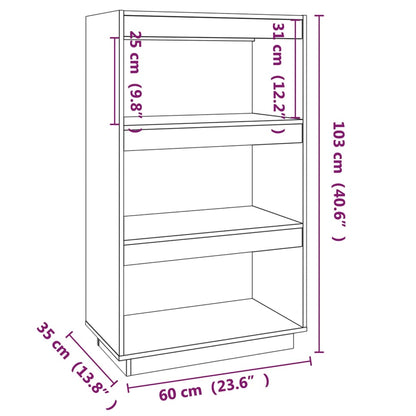 Kirjahylly musta 60x35x103 cm massiivimäntyä