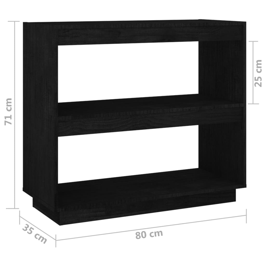 Kirjahylly musta 80x35x71 cm massiivimänty