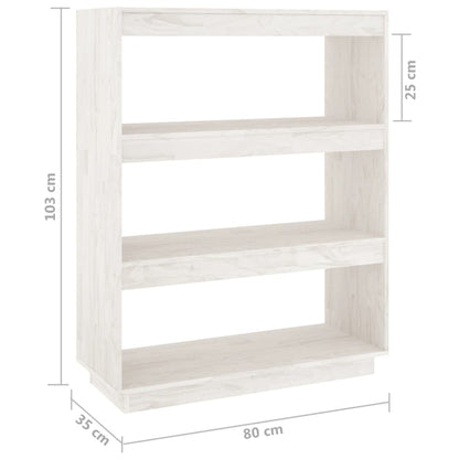 Kirjahylly valkoinen 80x35x103 cm massiivimänty