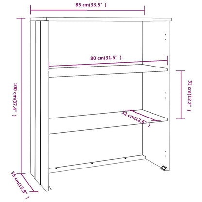 Skåp vit Överdel HAMAR 85x35x100 cm massiv trä furu