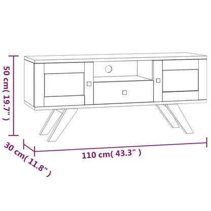 TV-möbel massiv trä teak TV-bänk 110x30x50 cm