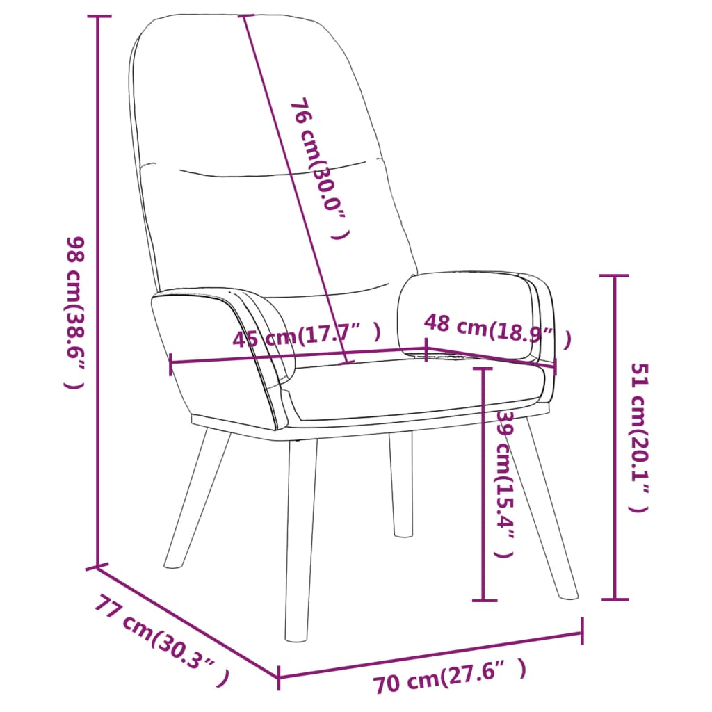 Nojatuoli Recliner kermanvalkoinen kangas