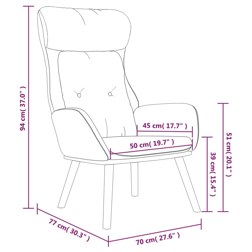 Nojatuoli Recliner kermanvalkoinen kangas