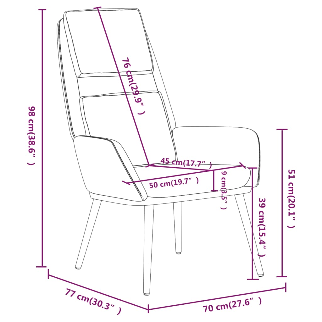 Nojatuoli Recliner kermanvalkoinen kangas