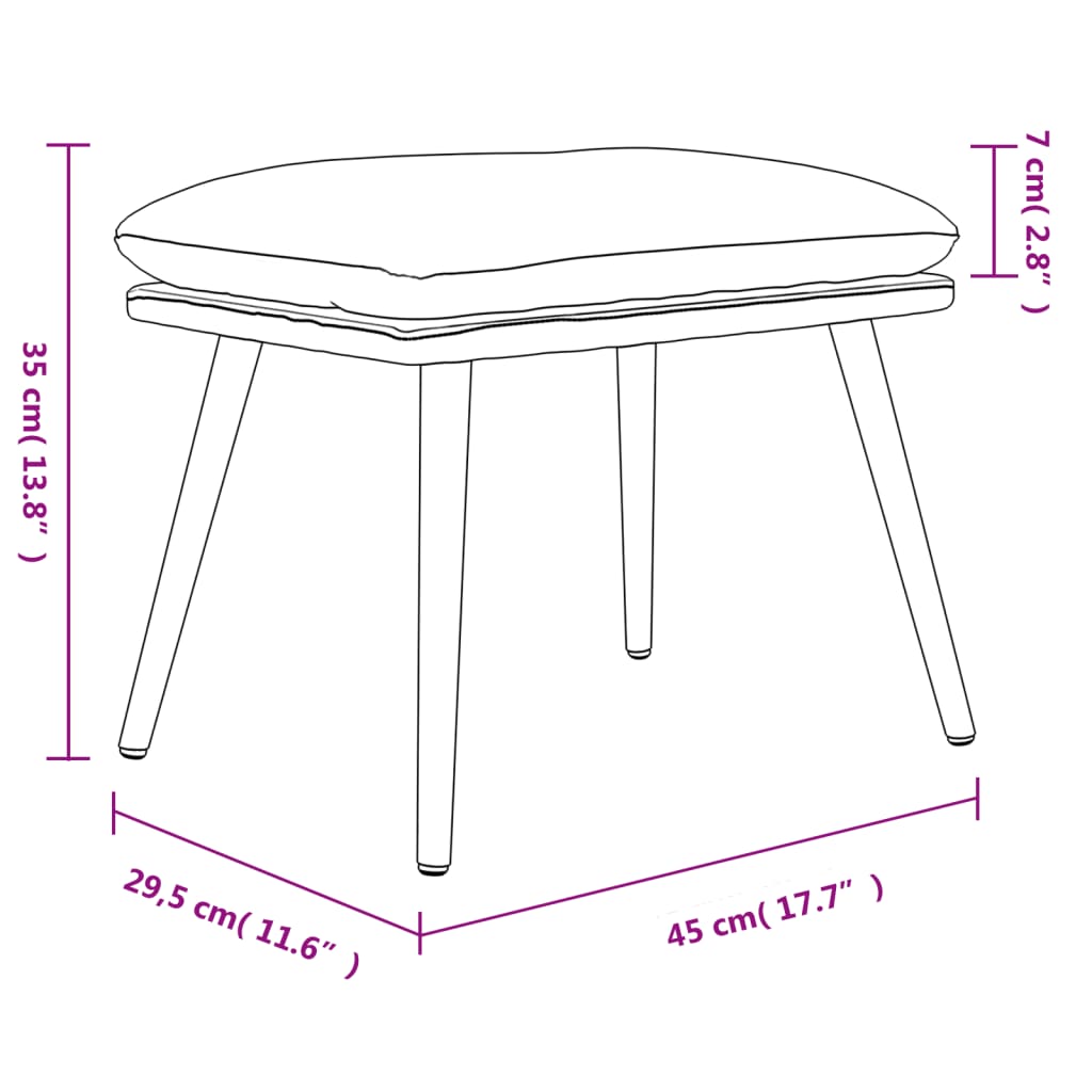 Fotpall Sittpall rosa 45x29,5x35 cm sammet