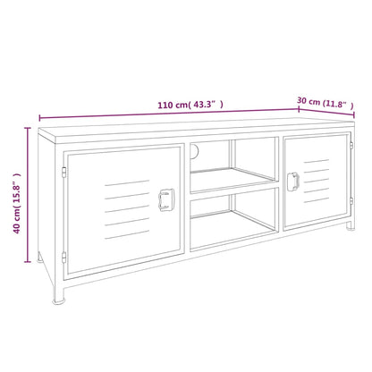 TV-möbel vit TV-bänk 110x30x40 cm järn och massiv granträ