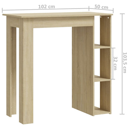 Barbord sonoma ek med hylla 102x50x103,5 cm