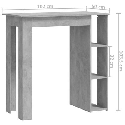 Baaripöytä betoninharmaa hyllyllä 102x50x103,5 cm