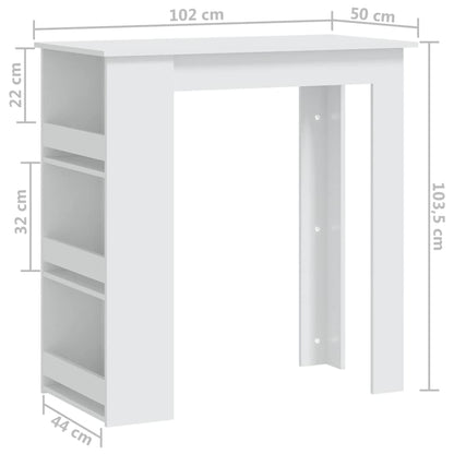 Barbord vit med förvaringshyllor 102x50x103,5cm