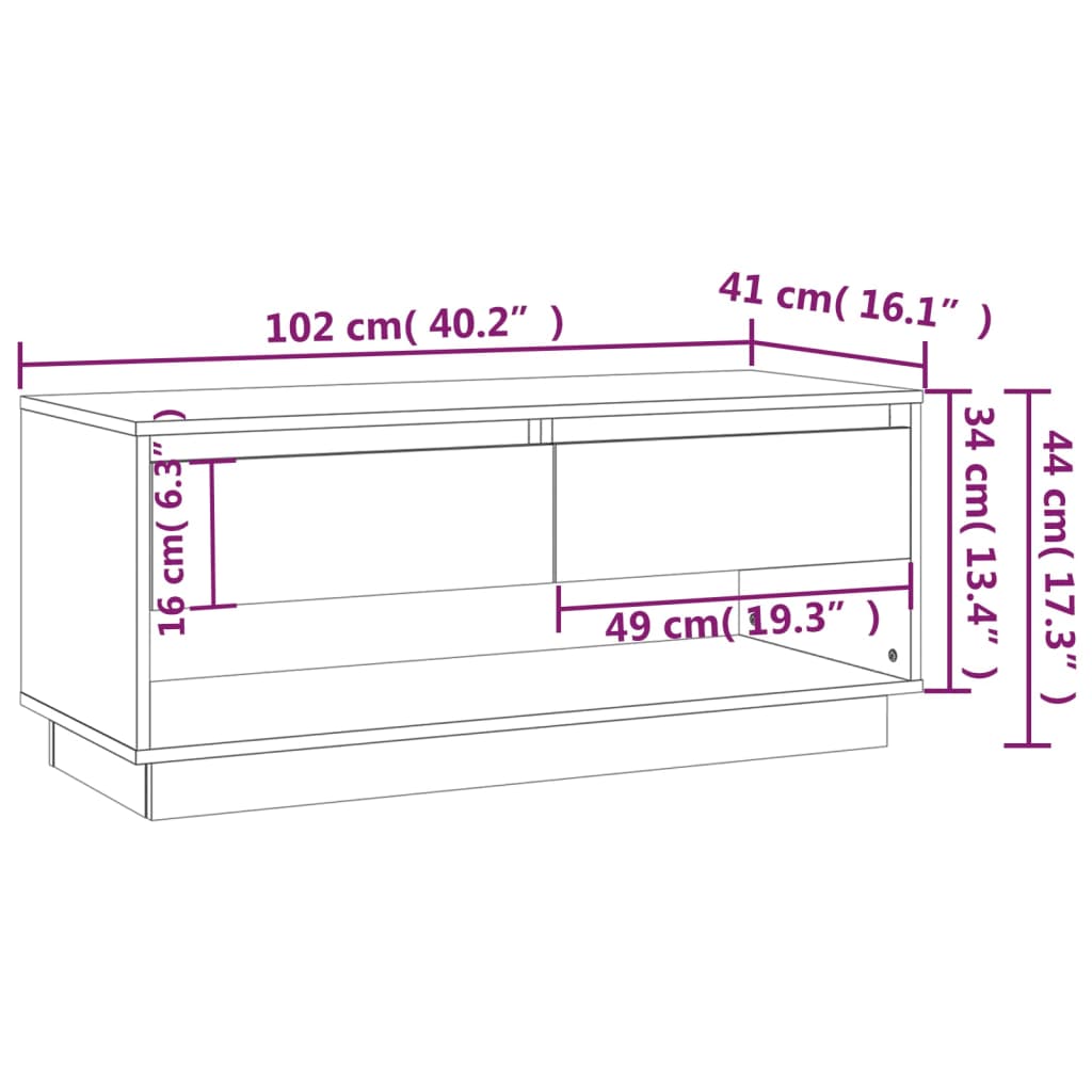 TV-möbel vit högglans TV-bänk 102x41x44 cm