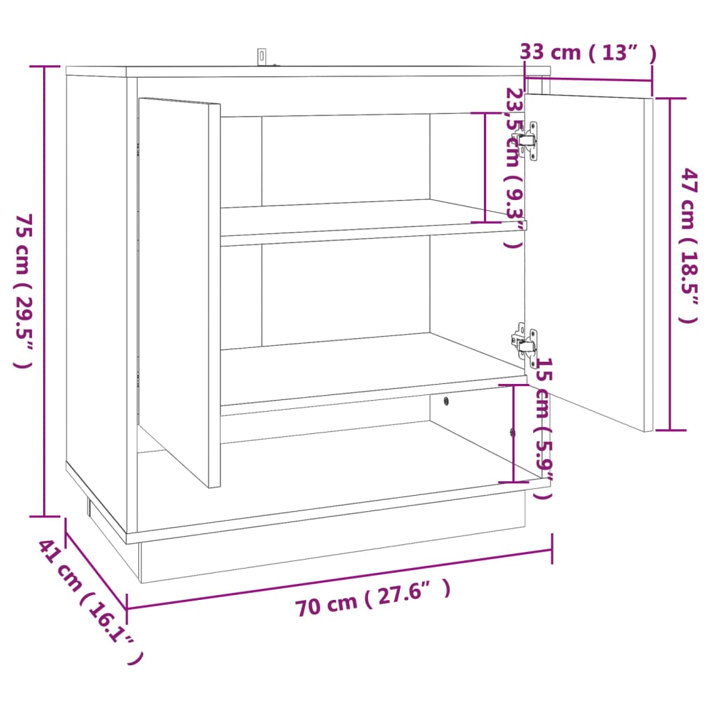 Skänk Sonoma ek 70x41x75 cm