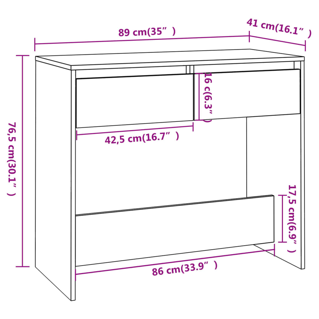 Avlastningsbord konsolbord vit 89x41x76,5 cm