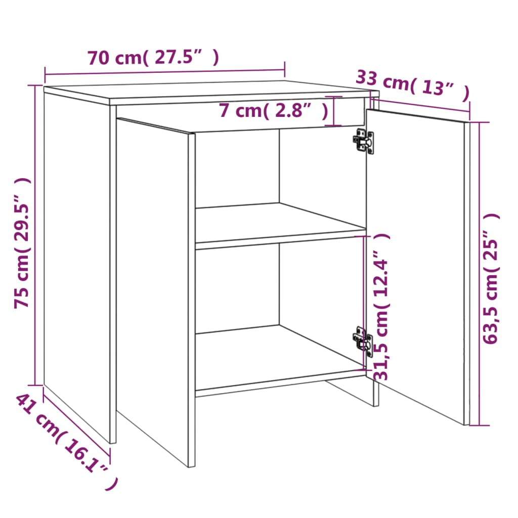 Skänk Sonoma ek 70x41x75 cm