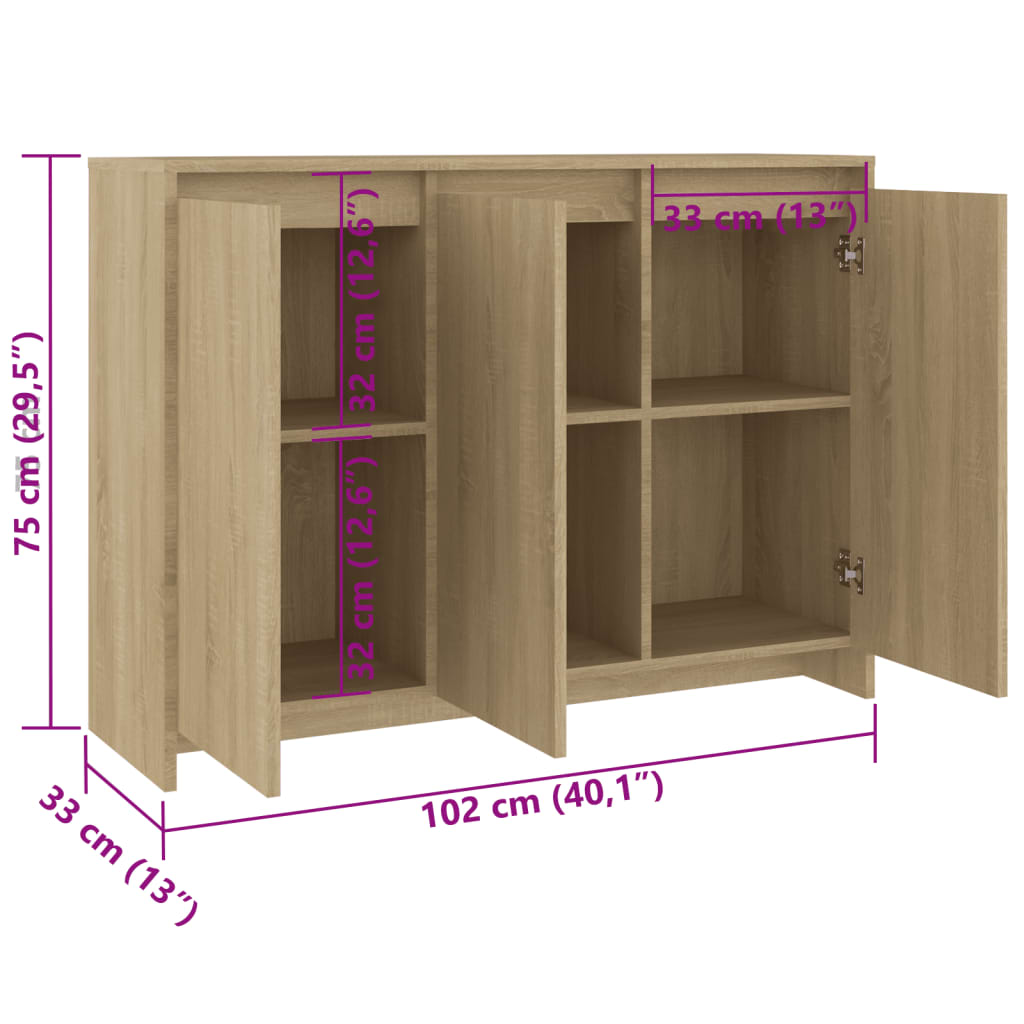 Skänk Sonoma ek 102x33x75 cm