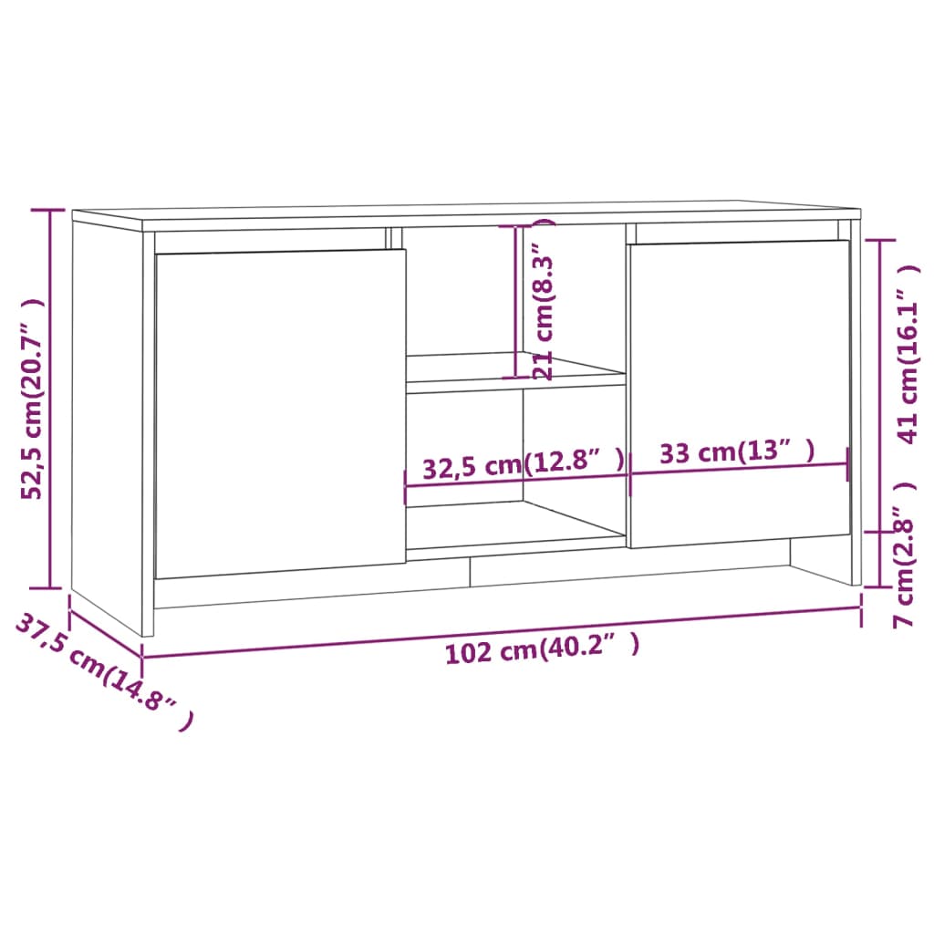 TV-möbel vit TV-bänk 102x37,5x52,5 cm